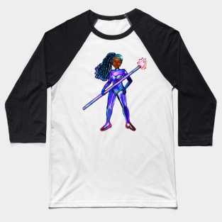 Black anime girl from outer space  ! beautiful  black girl with Afro hair, blue eyes, Cherry pink lips and dark brown skin. Hair love ! Baseball T-Shirt